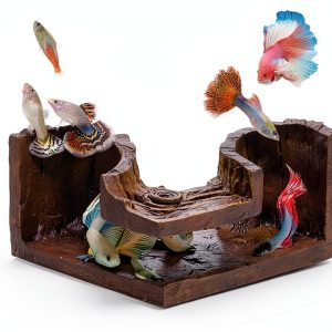 FISHNOSH Dark Brown Clay Aquarium Cave Hideout AQC-W005-0