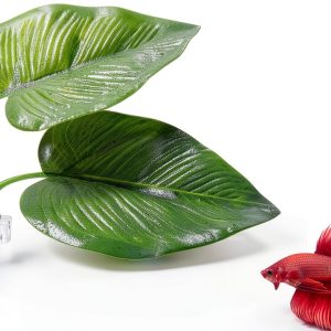 Betta Leaf Hammock CousDUoBe Aquarium Decor Resin Double Leaf Design-0
