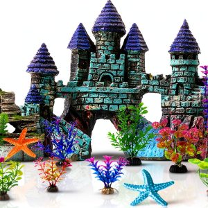 Aquarium Castle Decoration Set Mechpia 13‑Piece Resin Fish Tank Kit-0